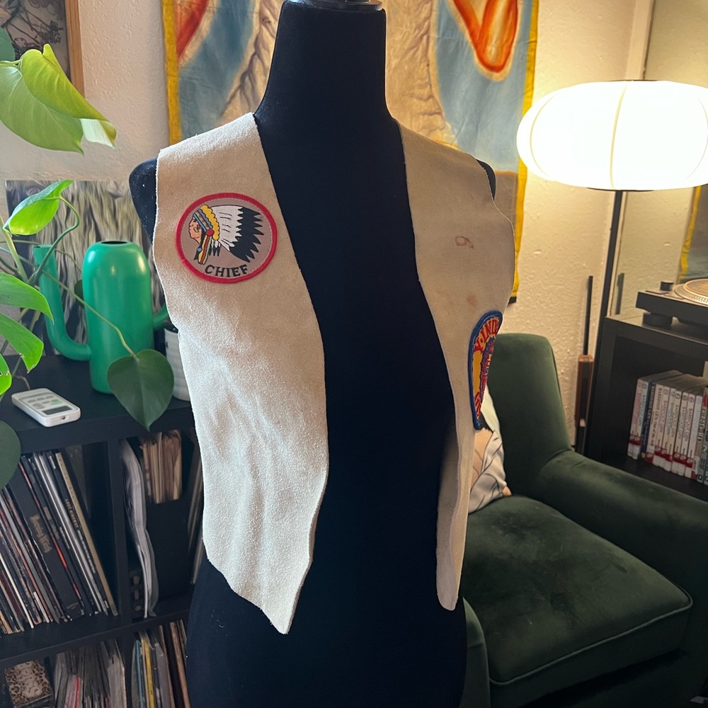 Women's Beige Vest with Embroidered Patches